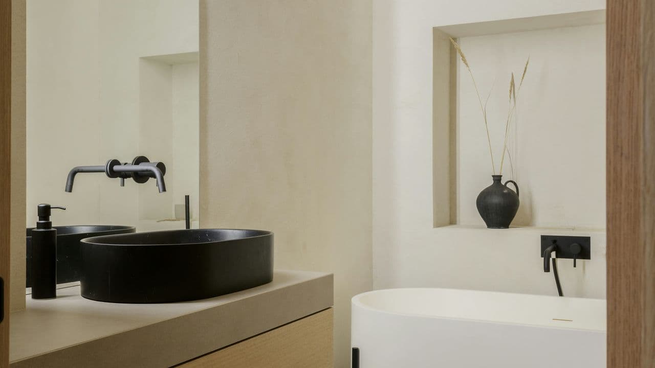 Hotelbad in Holzoptik 