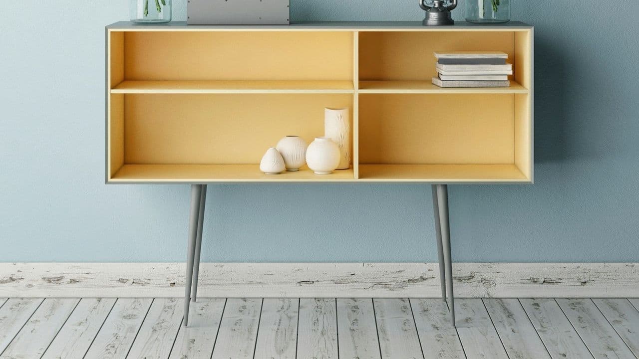 Kommode in Gelb offen